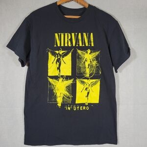 NIRVANA Black Tee with Yellow In Utero Design
